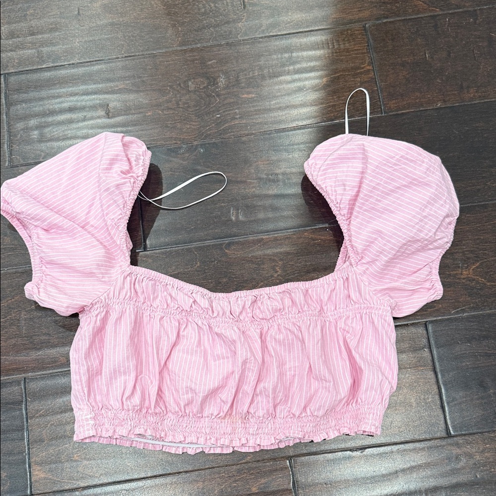 Zara Pink Striped Women's crop top